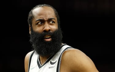 PHOENIX, ARIZONA - FEBRUARY 01:  James Harden #13 of the Brooklyn Nets during the first half of the NBA game at Footprint Center on February 01, 2022 in Phoenix, Arizona. NOTE TO USER: User expressly acknowledges and agrees that, by downloading and or using this photograph, User is consenting to the terms and conditions of the Getty Images License Agreement. (Photo by Christian Petersen/Getty Images)