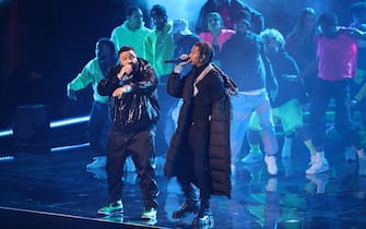 CLEVELAND, OH - FEBRUARY 19: DJ Khalid and Lil Baby perform during State Farm All-Star Saturday Night on February 19, 2022 at Rocket Mortgage FieldHouse in Cleveland, Ohio. NOTE TO USER: User expressly acknowledges and agrees that, by downloading and or using this photograph, User is consenting to the terms and conditions of the Getty Images License Agreement. Mandatory Copyright Notice: Copyright 2022 NBAE (Photo by Joe Murphy/NBAE via Getty Images)
