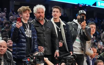CLEVELAND, OH - FEBRUARY 19: Guy Fieri attends the AT&T Slam Dunk Contest as part of 2022 NBA All Star Weekend on February 19, 2022 at Rocket Mortgage FieldHouse in Cleveland, Ohio. NOTE TO USER: User expressly acknowledges and agrees that, by downloading and/or using this Photograph, user is consenting to the terms and conditions of the Getty Images License Agreement. Mandatory Copyright Notice: Copyright 2022 NBAE (Photo by Jesse D. Garrabrant/NBAE via Getty Images)