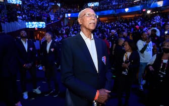 CLEVELAND, OH - FEBRUARY 20: Dave Bing looks on before being recognized as members of the NBA 75th Anniversary Team during the 71st NBA All-Star Game as part of 2022 NBA All Star Weekend on February 20, 2022 at Wolstein Center in Cleveland, Ohio. NOTE TO USER: User expressly acknowledges and agrees that, by downloading and/or using this Photograph, user is consenting to the terms and conditions of the Getty Images License Agreement. Mandatory Copyright Notice: Copyright 2022 NBAE (Photo by Juan Ocampo/NBAE via Getty Images)