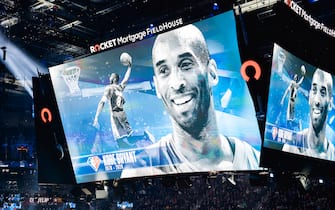 CLEVELAND, OH - FEBRUARY 20: Kobe Bryant is honored during the NBA 75th Anniversary celebration during the 2022 NBA All-Star Game on February 20, 2022 at Rocket Mortgage Fieldhouse in Cleveland, Ohio. NOTE TO USER: User expressly acknowledges and agrees that, by downloading and/or using this photograph, user is consenting to the terms and conditions of the Getty Images License Agreement. Mandatory Copyright Notice: Copyright 2022 NBAE (Photo by Evan Yu/NBAE via Getty Images)