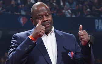 CLEVELAND, OH - FEBRUARY 20: NBA Legend, Patrick Ewing is introduced during the NBA 75th Anniversary celebration during the 2022 NBA All-Star Game as part of 2022 NBA All Star Weekend on February 20, 2022 at Rocket Mortgage FieldHouse in Cleveland, Ohio. NOTE TO USER: User expressly acknowledges and agrees that, by downloading and/or using this Photograph, user is consenting to the terms and conditions of the Getty Images License Agreement. Mandatory Copyright Notice: Copyright 2022 NBAE (Photo by Jesse D. Garrabrant/NBAE via Getty Images)
