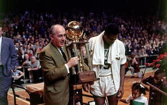 BOSTON - 1967:  Boston Celtics president Red Auerbach poses for a 1967 photo at the Boston Garden in Boston, Massachusetts. NOTE TO USER: User expressly acknowledges that, by downloading and or using this photograph, User is consenting to the terms and conditions of the Getty Images License agreement. Mandatory Copyright Notice: Copyright 1967 NBAE (Photo by Dick Raphael/NBAE via Getty Images)