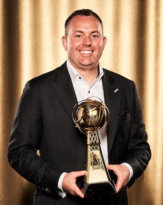SANTA MONICA, CA - JUNE 24: Jon Horst of the Milwaukee Bucks poses for a portrait after winning Executive of the Year during the 2019 NBA Awards Show at the Barker Hangar on June 24, 2019 in Santa Monica, California. NOTE TO USER: User expressly acknowledges and agrees that, by downloading and/or using this Photograph, user is consenting to the terms and conditions of the Getty Images License Agreement. Mandatory Copyright Notice: Copyright 2019 NBAE (Photo by Jennifer Pottheiser/NBAE via Getty Images)