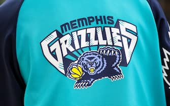 MINNEAPOLIS, MN - NOVEMBER 20: A view of the Memphis Grizzlies logo before the start of the game against the Minnesota Timberwolves at Target Center on November 20, 2021 in Minneapolis, Minnesota. The Timberwolves defeated the Grizzlies 138-95. NOTE TO USER: User expressly acknowledges and agrees that, by downloading and or using this Photograph, user is consenting to the terms and conditions of the Getty Images License Agreement. (Photo by David Berding/Getty Images)
