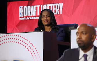 CHICAGO,IL - MAY 17: Swin Cash-Canal of the New Orleans Pelicans looks on during the 2022 NBA Draft Lottery at McCormick Place on May 17, 2022 in Chicago, Illinois. NOTE TO USER: User expressly acknowledges and agrees that, by downloading and or using this photograph, User is consenting to the terms and conditions of the Getty Images License Agreement. Mandatory Copyright Notice: Copyright 2022 NBAE (Photo by Jeff Haynes/NBAE via Getty Images)