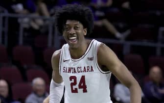 LAS VEGAS, NEVADA - MARCH 05:  Jalen Williams #24 of the Santa Clara Broncos smiles after dunking against the Portland Pilots during the West Coast Conference basketball tournament quarterfinals at the Orleans Arena on March 05, 2022 in Las Vegas, Nevada. The Broncos defeated the Pilots 91-67.  (Photo by Ethan Miller/Getty Images)