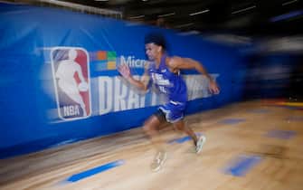 CHICAGO, IL - MAY 18: NBA Prospect, Dominick Barlow, participates in a sprinting drill during the 2022 NBA Draft Combine on May 18, 2022 at Wintrust Arena in Chicago, Illinois. NOTE TO USER: User expressly acknowledges and agrees that, by downloading and or using this photograph, User is consenting to the terms and conditions of the Getty Images License Agreement. Mandatory Copyright Notice: Copyright 2022 NBAE (Photo by Jeff Haynes/NBAE via Getty Images)
