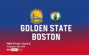 Golden State-Boston: gara-5 alle 3 su Sky Sport