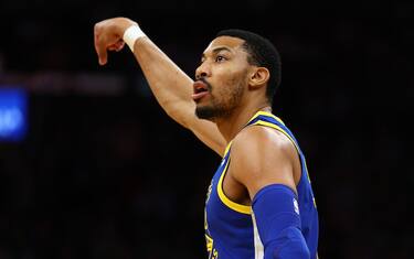 BOSTON, MASSACHUSETTS - JUNE 16: Otto Porter Jr. #32 of the Golden State Warriors celebrates a three pointer against the Boston Celtics during the third quarter in Game Six of the 2022 NBA Finals at TD Garden on June 16, 2022 in Boston, Massachusetts. NOTE TO USER: User expressly acknowledges and agrees that, by downloading and/or using this photograph, User is consenting to the terms and conditions of the Getty Images License Agreement. (Photo by Elsa/Getty Images)