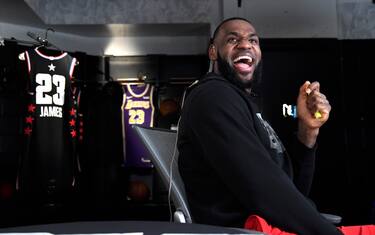 BOSTON, MA - FEBRUARY 7: LeBron James #23 of the Los Angeles Lakers reacts during the 2019 All-Star Draft on February 7, 2019 at TD Garden in Boston, Massachusetts.  NOTE TO USER: User expressly acknowledges and agrees that, by downloading and or using this photograph, User is consenting to the terms and conditions of the Getty Images License Agreement. Mandatory Copyright Notice: Copyright 2019 NBAE  (Photo by Brian Babineau/NBAE via Getty Images)