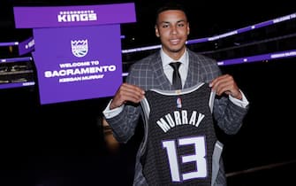 SACRAMENTO, CA - JUNE 25: Sacramento Kings 2022 NBA Draft Pick Keegan Murray poses for a photo on June 25, 2022 at the Golden 1 Center in Sacramento, California. NOTE TO USER: User expressly acknowledges and agrees that, by downloading and/or using this Photograph, user is consenting to the terms and conditions of the Getty Images License Agreement. Mandatory Copyright Notice: Copyright 2022 NBAE (Photo by Rocky Widner/NBAE via Getty Images)