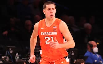 BROOKLYN, NY - MARCH 09:  Syracuse Orange forward Cole Swider (21) during the first half of the ACC Mens college basketball tournament game between the Syracuse Orange and the Wake Forest Demon Deacons on March 9, 2022 at the Barclays Center in Brooklyn, New York.  (Photo by Rich Graessle/Icon Sportswire via Getty Images)