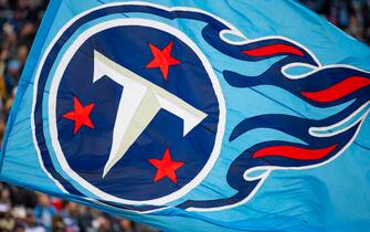 NASHVILLE, TN - DECEMBER 22:  Detail view of the Tennessee Titans logo on a flag waved by cheerleaders during the game against the New Orleans Saints at Nissan Stadium on December 22, 2019 in Nashville, Tennessee.  New Orleans defeats Tennessee 38-28. (Photo by Brett Carlsen/Getty Images)