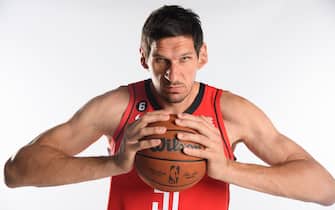 HOUSTON, TX - SEPTEMBER 27: Boban Marjanovic #51 of the Houston Rockets poses for a portrait during NBA Media Day on September 27, 2022 at Toyota Center in Houston, Texas. NOTE TO USER: User expressly acknowledges and agrees that, by downloading and or using this Photograph, user is consenting to the terms and conditions of the Getty Images License Agreement. Mandatory Copyright Notice: Copyright 2020 NBAE (Photo by Logan Riely/NBAE via Getty Images)