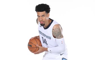 MEMPHIS, TN - SEPTEMBER 26: Danny Green #14 of the Memphis Grizzlies poses for a portrait during NBA Media Day on September 26, 2022 at FedExForum in Memphis, Tennessee.  NOTE TO USER: User expressly acknowledges and agrees that, by downloading and or using this photograph, User is consenting to the terms and conditions of the Getty Images License Agreement. Mandatory Copyright Notice: Copyright 2022 NBAE (Photo by Joe Murphy/NBAE via Getty Images)