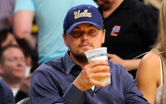 LOS ANGELES, CA - APRIL 27:  Actor Leonardo DiCaprio sits courtside during Game Five of the Western Conference Quarterfinals of the 2010 NBA Playoffs between the Los Angeles Lakers and the Oklahoma City Thunder at Staples Center on April 27, 2010 in Los Angeles, California.  (Photo by Kevork Djansezian/Getty Images)