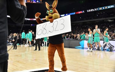 SAN ANTONIO, TX - JANUARY 13: Mascot The Coyote of the San Antonio Spurs during the game against the Golden State Warriors on January 13, 2023 at the Alamodome in San Antonio, Texas. NOTE TO USER: User expressly acknowledges and agrees that, by downloading and or using this photograph, user is consenting to the terms and conditions of the Getty Images License Agreement. Mandatory Copyright Notice: Copyright 2023 NBAE (Photos by Michael Gonzales/NBAE via Getty Images)