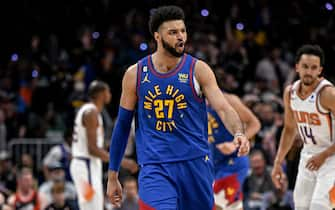 DENVER, CO - APRIL 29: Jamal Murray (27) of the Denver Nuggets goes b-a-n-a-n-a-s bananas after Nikola Jokic (15) dunked on Kevin Durant (35) of the Phoenix Suns during the second quarter at Ball Arena in Denver on Saturday, April 29, 2023. (Photo by AAron Ontiveroz/MediaNews Group/The Denver Post via Getty Images)