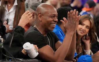 NEW YORK, NY - MAY 2: Dave Chappelle attends a game between the Miami Heat and New York Knicks during Game Two of the Eastern Conference Semi-Finals of the 2023 NBA Playoffs on May 2, 2023 at Madison Square Garden in New York City, New York.  NOTE TO USER: User expressly acknowledges and agrees that, by downloading and or using this photograph, User is consenting to the terms and conditions of the Getty Images License Agreement. Mandatory Copyright Notice: Copyright 2023 NBAE  (Photo by Jesse D. Garrabrant/NBAE via Getty Images)
