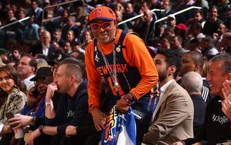 NEW YORK, NY - MAY 2: Spike Lee attends Game Two of the Eastern Conference Semi-Finals of the 2023 NBA Playoffs between the Miami Heat and the New York Knicks on May 2, 2023 at Madison Square Garden in New York City, New York.  NOTE TO USER: User expressly acknowledges and agrees that, by downloading and or using this photograph, User is consenting to the terms and conditions of the Getty Images License Agreement. Mandatory Copyright Notice: Copyright 2023 NBAE  (Photo by Nathaniel S. Butler/NBAE via Getty Images)