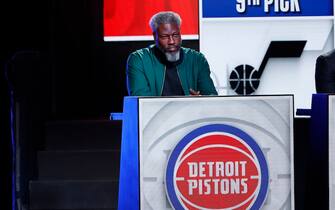 CHICAGO,IL - MAY 16: Basketball Operations and Team Engagement Advisor Ben Wallace represents the Detroit Pistons during the 2023 NBA Draft Lottery at McCormick Place on May 16, 2023 in Chicago, Illinois. NOTE TO USER: User expressly acknowledges and agrees that, by downloading and or using this photograph, user is consenting to the terms and conditions of the Getty Images License Agreement. Mandatory Copyright Notice: Copyright 2023 NBAE (Photo by Kamil Krzaczynski/NBAE via Getty Images)