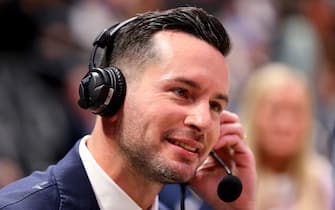 DENVER, CO - OCTOBER 26: JJ Redick announces the game between the Los Angeles Lakers and the Denver Nuggets at Ball Arena on October 26, 2022 in Denver, Colorado. (NOTE TO USER: User expressly acknowledges and agrees that, by downloading and/or using this Photograph, user is consenting to the terms and conditions of the Getty Images License Agreement. (Photo by Jamie Schwaberow/Getty Images)