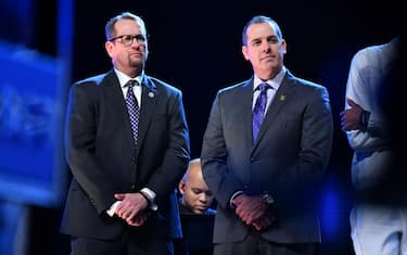 CHICAGO, IL - FEBRUARY 16: Head Coaches, Nick Nurse of Team Giannis and Frank Vogel of Team LeBron looks on before the 69th NBA All-Star Game on February 16, 2020 at the United Center in Chicago, Illinois. NOTE TO USER: User expressly acknowledges and agrees that, by downloading and or using this photograph, User is consenting to the terms and conditions of the Getty Images License Agreement. Mandatory Copyright Notice: Copyright 2020 NBAE (Photo by Jesse D. Garrabrant/NBAE via Getty Images)