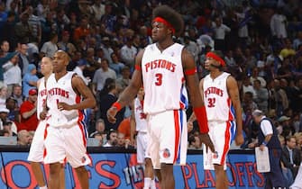 AUBURN HILLS, MI - MAY 11:  Ben Wallace #3 of the Detroit Pistons walks on the court against the Indiana Pacers in Game two of the Eastern Conference Semifinals during the 2005 NBA Playoffs on May 11, 2005 at the Palace of Auburn Hills in Auburn Hills, Michigan.  The Pacers won 92-83 to even the series 1-1. NOTE TO USER: User expressly acknowledges and agrees that, by downloading and or using this photograph, User is consenting to the terms and conditions of the Getty Images License Agreement. Mandatory Copyright Notice: Copyright 2005 NBAE (Photo by D. Lippitt/Einstein/NBAE via Getty Images)