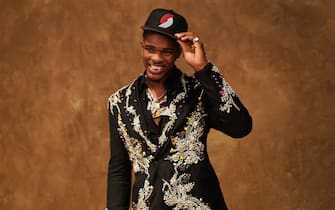 BROOKLYN, NY - JUNE 22: Scoot Henderson poses for a photo after being drafted third overall by the Portland Trail Blazers during the 2023 NBA Draft on June 22, 2023 at Barclays Center in Brooklyn, New York. NOTE TO USER: User expressly acknowledges and agrees that, by downloading and or using this photograph, User is consenting to the terms and conditions of the Getty Images License Agreement. Mandatory Copyright Notice: Copyright 2023 NBAE (Photo by Melanie Fidler/NBAE via Getty Images)