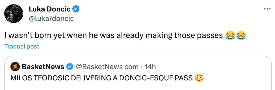 Il tweet di Doncic