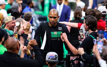 BOSTON, MASSACHUSETTS - MAY 25: Al Horford #42 of the Boston Celtics walks off the court after defeating the Miami Heat 110-97 in game five of the Eastern Conference Finals at TD Garden on May 25, 2023 in Boston, Massachusetts. NOTE TO USER: User expressly acknowledges and agrees that, by downloading and or using this photograph, User is consenting to the terms and conditions of the Getty Images License Agreement. (Photo by Maddie Meyer/Getty Images)