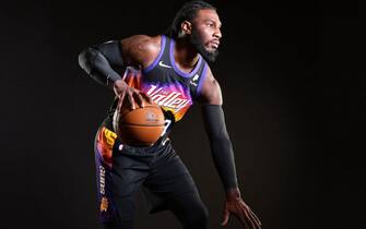 PHOENIX, AZ - DECEMBER 8: Jae Crowder #99 of the Phoenix Suns poses for a portrait during content day at the Verizon 5G Performance Center on December 8, 2020 in Phoenix, Arizona. NOTE TO USER: User expressly acknowledges and agrees that, by downloading and or using this Photograph, user is consenting to the terms and conditions of the Getty Images License Agreement. Mandatory Copyright Notice: Copyright 2020 NBAE (Photo by Barry Gossage/NBAE via Getty Images)