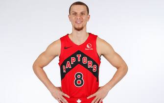 TAMPA BAY, FL - DECEMBER 7: Malachi Flynn #8 of the Toronto Raptors poses for a portrait during NBA content day on December 7, 2020 at the Amalie Arena in Tampa Bay, Florida. NOTE TO USER: User expressly acknowledges and agrees that, by downloading and/or using this photograph, user is consenting to the terms and conditions of the Getty Images License Agreement. Mandatory Copyright Notice: Copyright 2020 NBAE (Photo by Scott Audette/NBAE via Getty Images)
