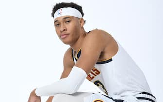 DENVER, CO - DECEMBER 9: R.J. Hampton #13 of the Denver Nuggets pose for portrait during content day on December 9, 2020 at Ball Arena in Denver, Colorado. NOTE TO USER: User expressly acknowledges and agrees that, by downloading and/or using this Photograph, user is consenting to the terms and conditions of the Getty Images License Agreement. Mandatory Copyright Notice: Copyright 2020 NBAE (Photo by Garrett W. Ellwood/NBAE via Getty Images) 