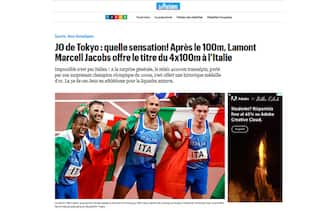 La rassegna stampa estera.
L'Italia è medaglia d'oro nella staffetta 4x100 delle Olimpiadi di Tokyo 2020. Il quartetto azzurro - Lorenzo Patta-Marcell Jacobs-Eseosa Desalu-Filippo Tortu - ha chiuso la gara davanti alla Gran Bretagna.
ANSA
+++ ATTENZIONE LA FOTO NON PUO  ESSERE PUBBLICATA O RIPRODOTTA SENZA L AUTORIZZAZIONE DELLA FONTE DI ORIGINE CUI SI RINVIA +++ ++ HO - NO SALES, EDITORIAL USE ONLY ++