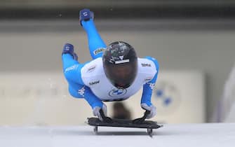 epa09671671 Amedeo Bagnis of Italy in action during the first run of the men's Skeleton World Cup competition in Winterberg, Germany, 07 January 2022.  EPA/FRIEDEMANN VOGEL