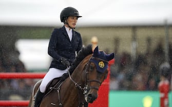 Jessica Springsteen riding Don Juan van de Donkhoeve competes in the Rolex Grand Prix at the Royal Windsor Horse Show, Windsor. Picture date: Sunday July 4, 2021.