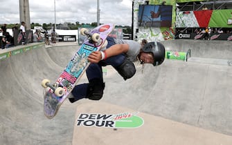 DES MOINES, IOWA - MAY 21: Sky Brown of Great Britain competes in the Women's Park Semifinal at the Dew Tour on May 21, 2021 in Des Moines, Iowa. (Photo by Sean M. Haffey/Getty Images)