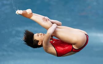 epa05484599 Shi Tingmao of China performs during the women's 3m Springboard final of the Rio 2016 Olympic Games Diving events at the Maria Lenk Aquatics Centre in the Olympic Park in Rio de Janeiro, Brazil, 14 August 2016.  EPA/PATRICK B. KRAEMER