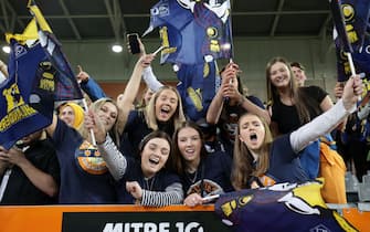 Fans attend the Super Rugby match between the Otago Highlanders and Waikato Chiefs at Forsyth Barr Stadium in Dunedin on June 13, 2020. (Photo by Marty MELVILLE / AFP) (Photo by MARTY MELVILLE/AFP via Getty Images)