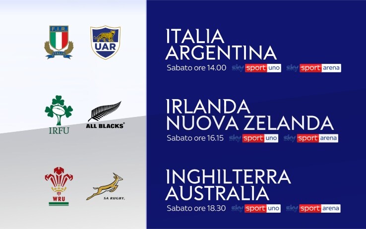 La nazionale "maggiore" in campo su Sky, ma non solo. Ecco i test match di sabato 13 novembre in onda su Sky Sport Uno e Sky Sport Arena rugby