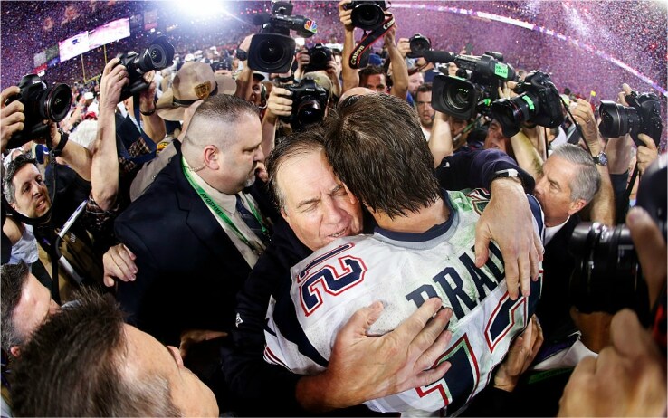 Belichick e Brady insieme hanno vinto 6 Super Bowl e perso 3 finali Belichick e Brady insieme hanno vinto 6 Super Bowl e perso 3 finali