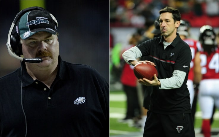 Andy Reid e Kyle Shanahan ai tempi delle loro precedenti esperienze al Super Bowl Andy Reid e Kyle Shanahan ai tempi delle loro precedenti esperienze al Super Bowl