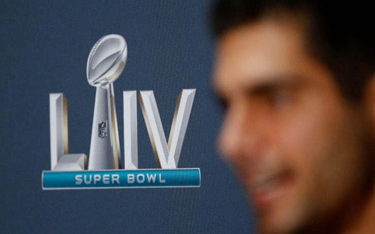 Jimmy Garoppolo durante il media Day a Miami Jimmy Garoppolo durante il media Day a Miami