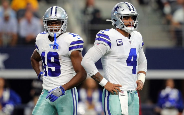 Amari Cooper (left) and Dak Prescott (right), Cowboys stars Amari Cooper (left) and Dak Prescott (right), Cowboys stars