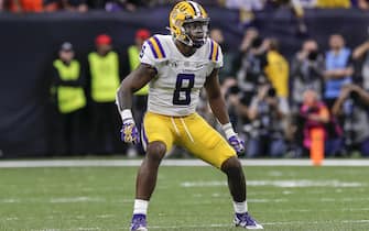NEW ORLEANS, LA - JANUARY 13: Linebacker Patrick Queen #8 of the LSU Tigers during the College Football Playoff National Championship game against the Clemson Tigers at the Mercedes-Benz Superdome on January 13, 2020 in New Orleans, Louisiana. LSU defeated Clemson 42 to 25. (Photo by Don Juan Moore/Getty Images)