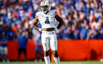 GAINESVILLE, FLORIDA - OCTOBER 05: Noah Igbinoghene #4 of the Auburn Tigers looks on during the second quarter of a game against the Florida Gators at Ben Hill Griffin Stadium on October 05, 2019 in Gainesville, Florida. (Photo by James Gilbert/Getty Images)