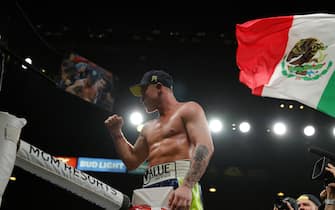 LAS VEGAS, NEVADA - NOVEMBER 02:  Canelo Alvarez celebrates his victory over Sergey Kovalev after their WBO light heavyweight title fight at MGM Grand Garden Arena on November 2, 2019 in Las Vegas, Nevada. Alvarez won with an 11th-round knockout.  (Photo by Steve Marcus/Getty Images)