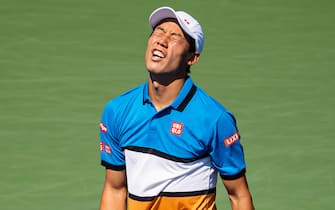 NEW YORK, NEW YORK - AUGUST 30: Kei Nishikori of Japan looks frustrated during his match against Alex De Minaur in the third round on Arthur Ashe Stadium at the USTA Billie Jean King National Tennis Center on August 30, 2019 in New York City. (Photo by TPN/Getty Images)